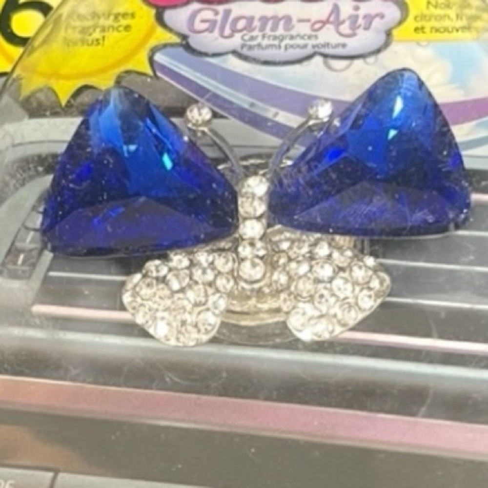 Diva Glam-Air Dark Blue Crystal Butterfly Car Clip Scented Air Freshener